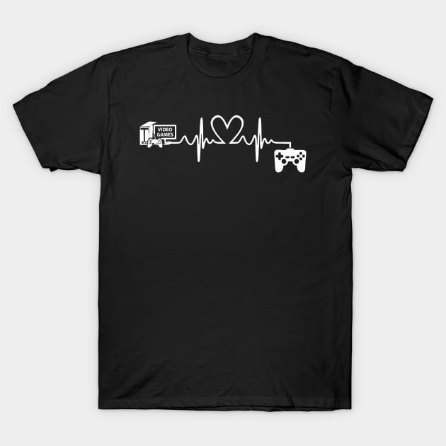 Gamer Heartbeat Funny Video Gamer Gift Gaming Geek Heartbeat T-Shirt by GoodArt